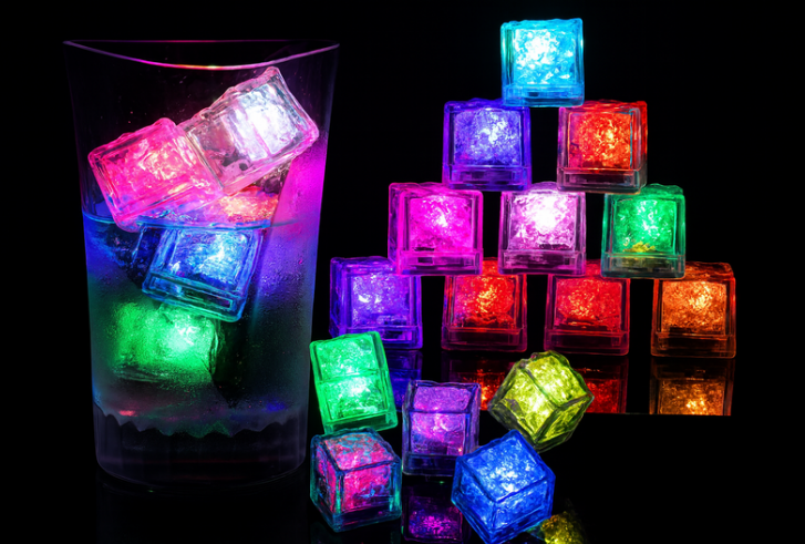 Cubo de Gelo LED Luminoso e Decorativo - Caixa com 12 und.
